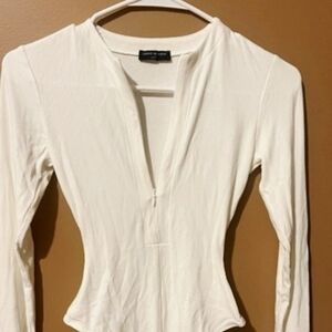 Naked Wardrobe Ribbed White Top